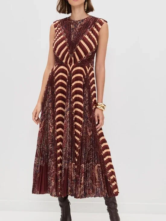 NWT Ulla Johnson Violeta Pleated Midi Dress Topaz 6 - Picture 3 of 5